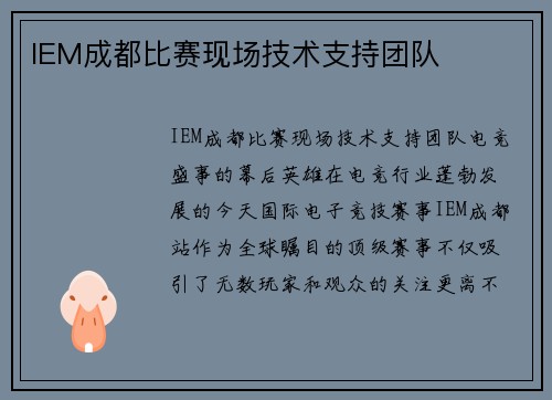 IEM成都比赛现场技术支持团队