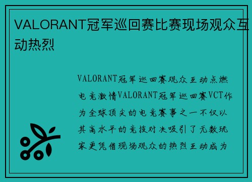VALORANT冠军巡回赛比赛现场观众互动热烈